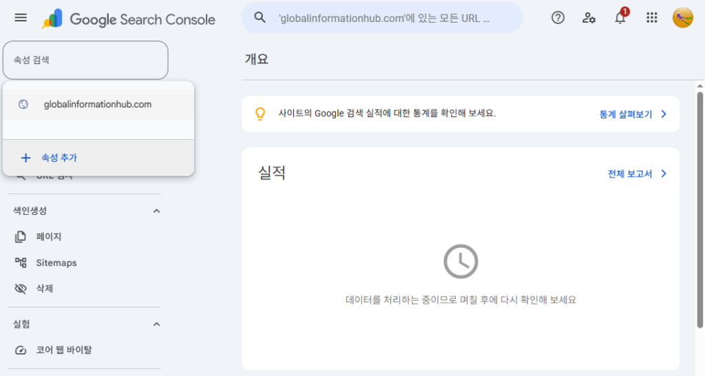 Google Search Console에 접속